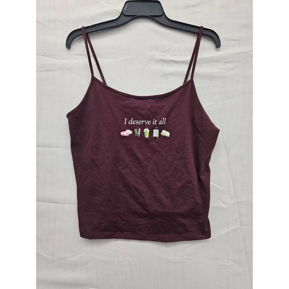 Wild‎ Fable Burgundy I Deserve It All Graphic Cami Tank Top XXL New 331009202